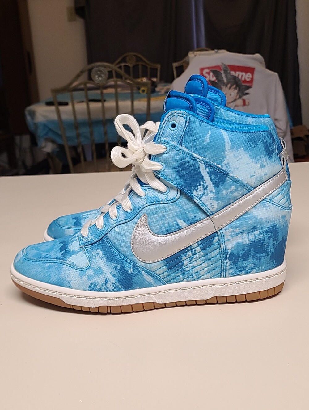 Nike Dunk Sky Hi Clearwater print casual wedge skateboard sneakers size 8 - Picture 5 of 9